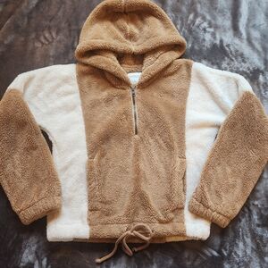 Abercrombie & Fitch Tan and Cream Sherpa Hoodie